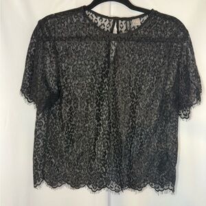 Elegant Black Lace Leopard Top